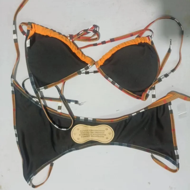 2024 Women’s Sexy Solid Color Bikini Adjustable Lace-Up Swimsuit Summer Brazilian Beach Swimsuit Triangle Halterneck Bikini Set Beach cover-ups Beachwear