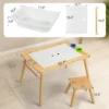 US Stock Children's Sensory Table with Stool, Kids Activity Table with 2 Storage Bins & 2 Pen Holders & Paper Roll,Wood 6
