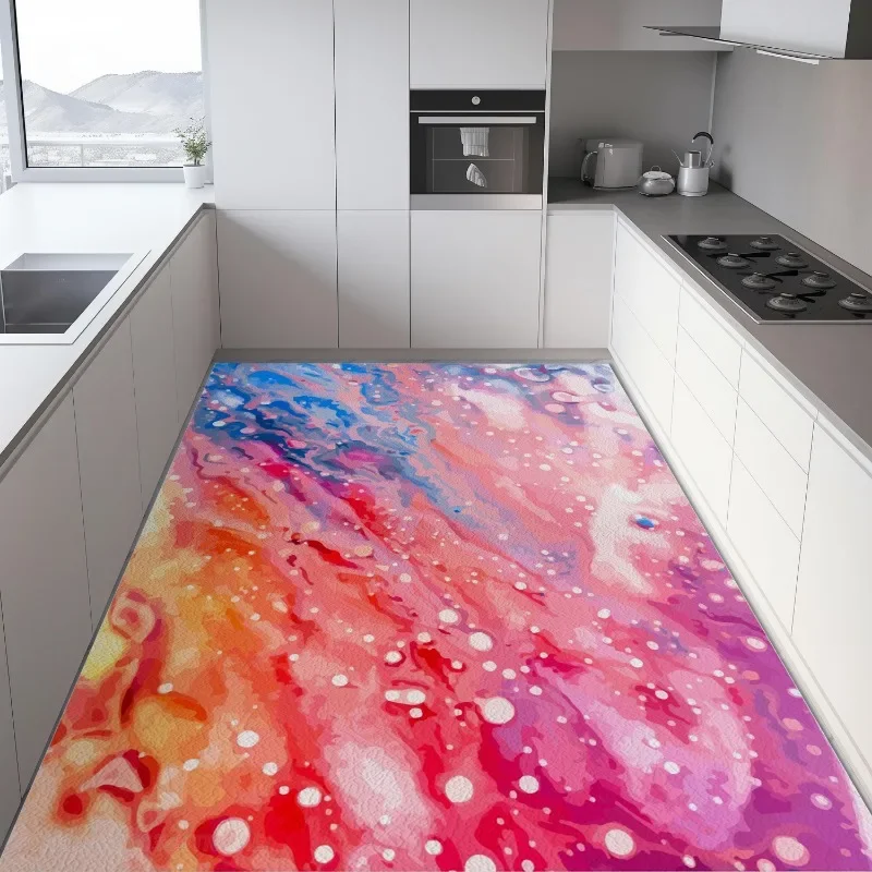 

Fashion Kitchen Floor Mat Scrubable Pvc Leather Waterproof Carpet Anti-fouling Oil-proof Easy Clean Balcony Rug Ковер Tapis 러그