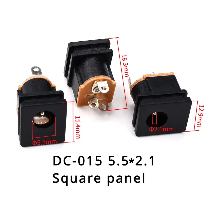 

5/10/50Pcs/lot DC Power Socket DC-015 Jack 5.5-2.1 MM Square Panel Mounting 5.5X2.1mm 5.5*2.1 mm DC Socket Connector DC015