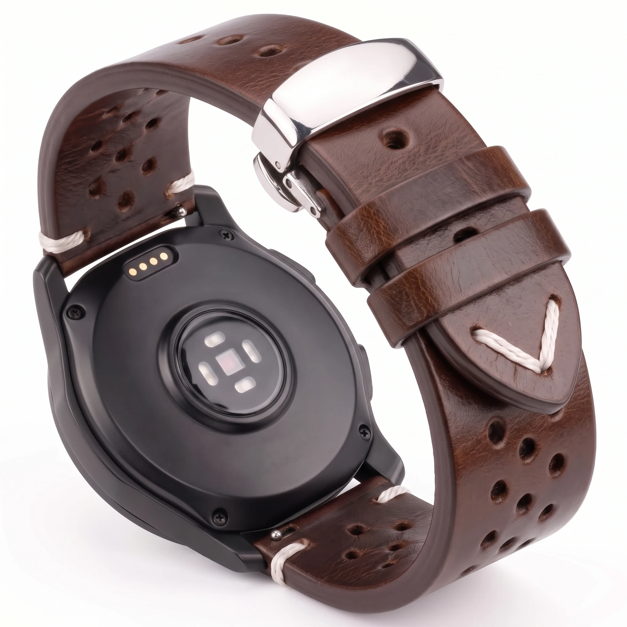 Luxury Genuine Leather Watch Strap with Butterfly Buckle – Available in 4 Elegant Colors