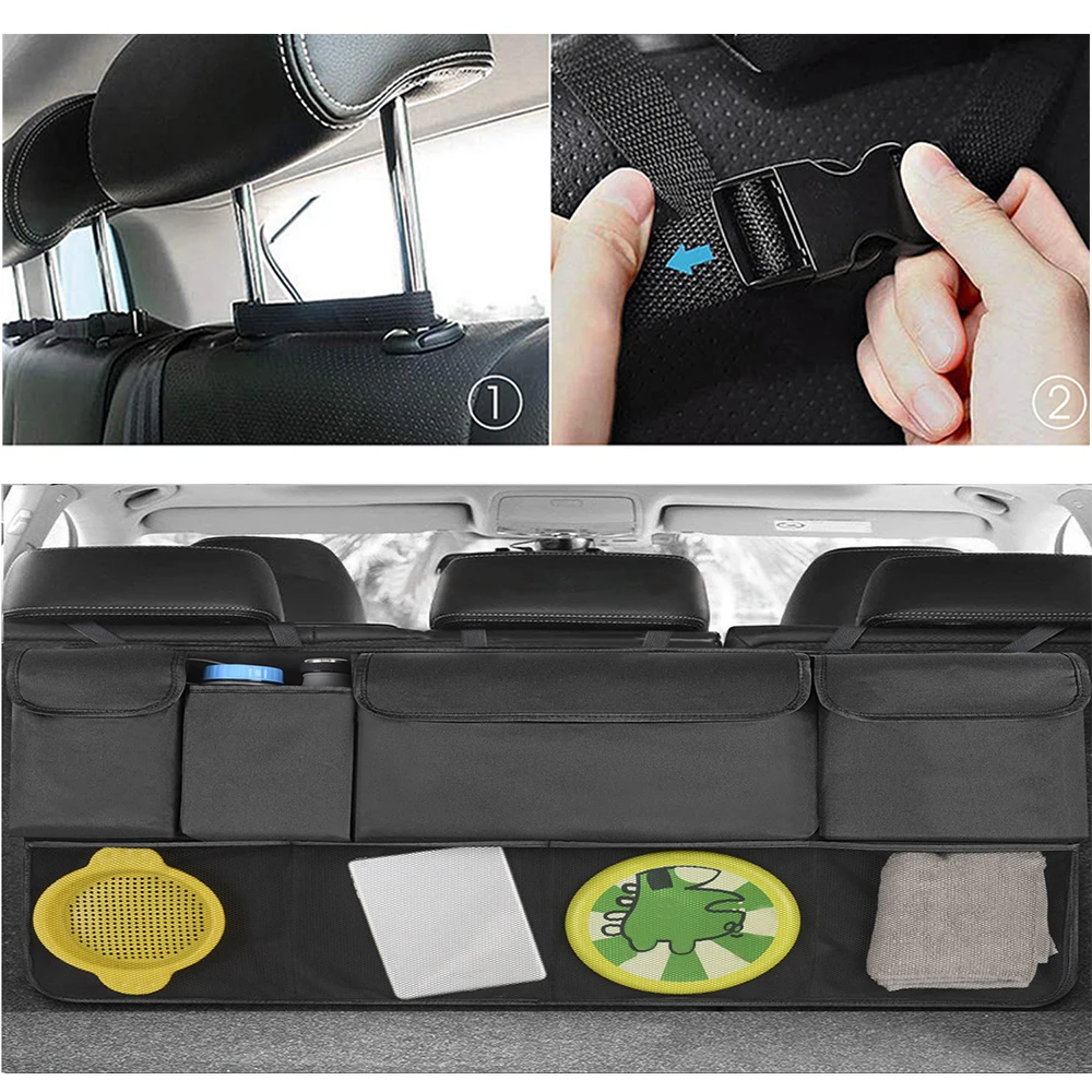 

Car SUV Trunk Organizer Backseat Storage Bag Foldable Car Boot Tidy Organiser Universal Multi-Pocket Oxford Automobile Seat Back