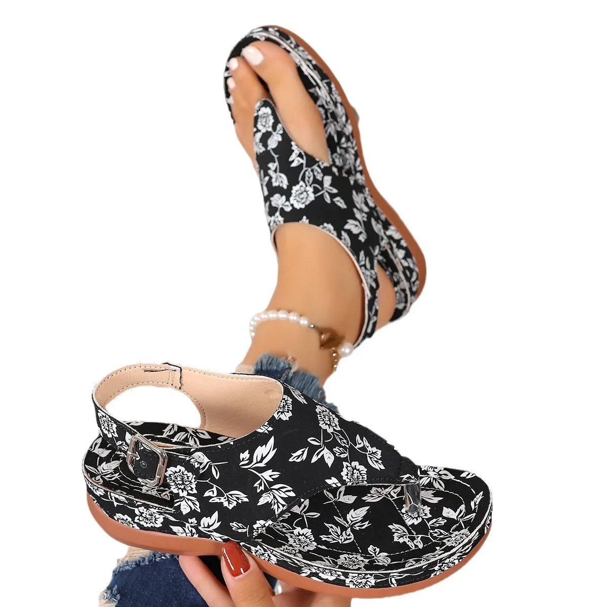 Hot Sale Women Sandals Summer Mixed Colors Outdoor Shoes for Women Casual Beach Large Size Wedge Sandals Sandalias De Mujer