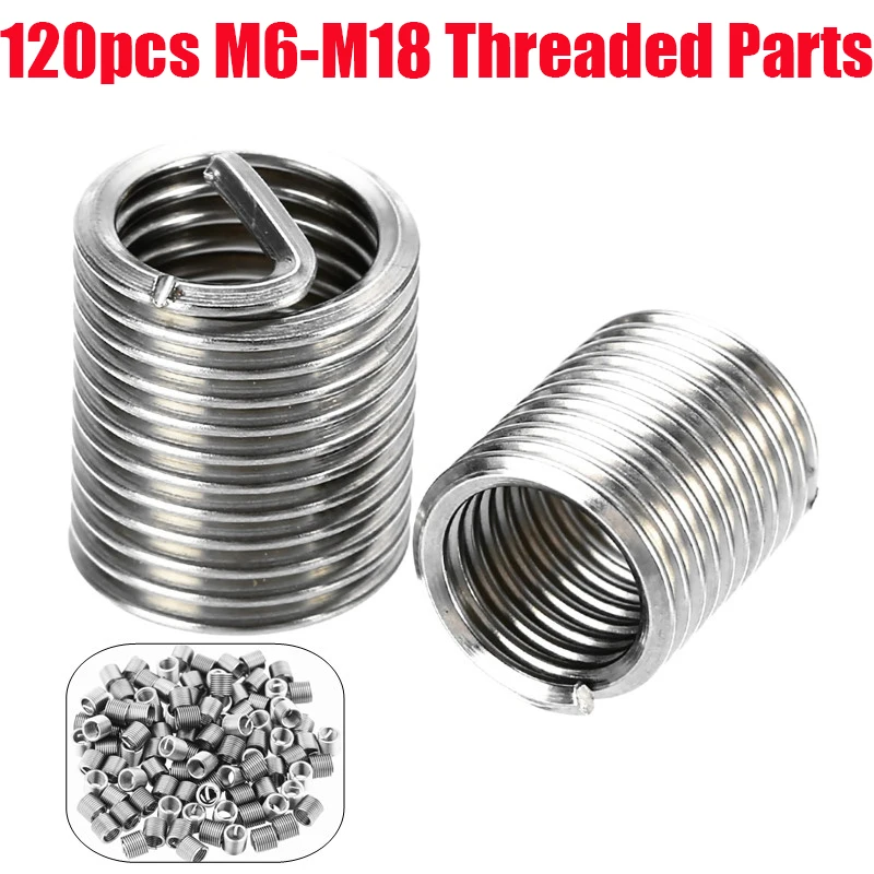 120 Pz/304 Manicotto Del Filo Di Acciaio Inossidabile Serie M6-M18 Parti Di Riparazione Del Filo Set Di Inserti Di Riparazione Del Filo Di Helicoil