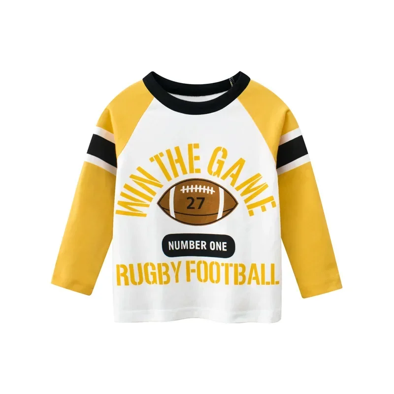 Children T Shirt Children's Clothing Autumn Boys Bottoming Shirt Letters Rugby Print Cotton Kids T-shirt Baby Long Sleeve Tops Tees