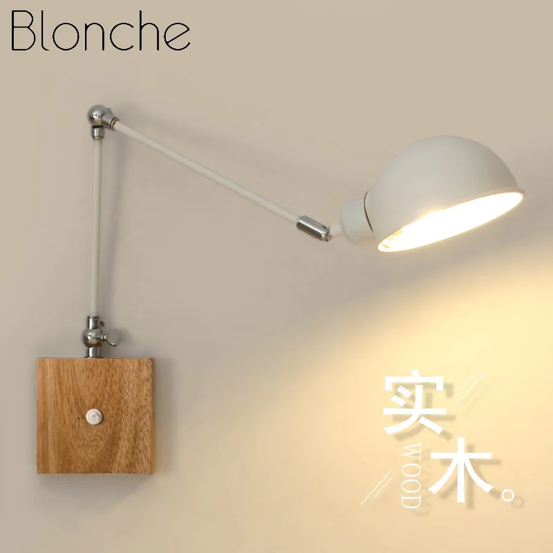 

Modern Portable Foldable Wooden Wall Lamp Candle Holder White Bedside Lamp Dining Room Bedroom Study Reading Home Lighting E27