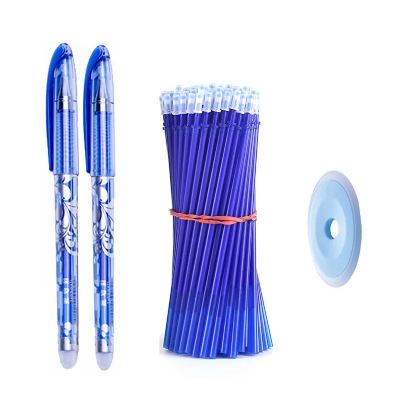 gel pens erasable neutral pens erasable pen refills erasable gel pens erasable pens gel pen refills 50+3pcs Erasable Pen Set 0.5mm Washable Handle Magic Erasable Gel Pen Refills Rod Blue Black Ink Students Kawaii Stationery