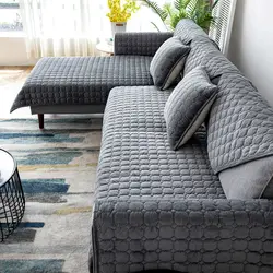 Luxurious Plush Sofa Cover - Elegant Slip-Resistant Living Room Decor - 90x120cm 1pc (Dark Grey)