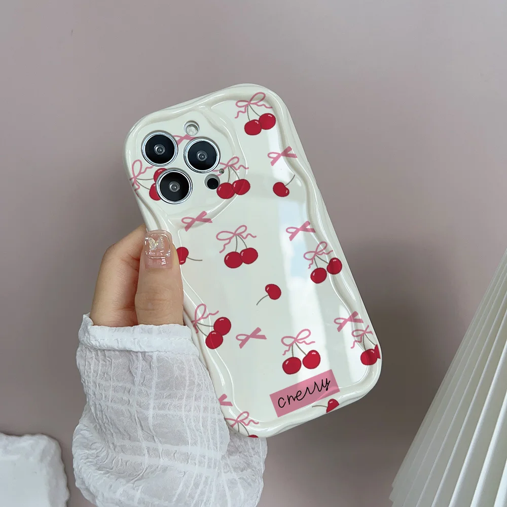 Cute Bow Wave Point Wavy Edge Phone Case Cover