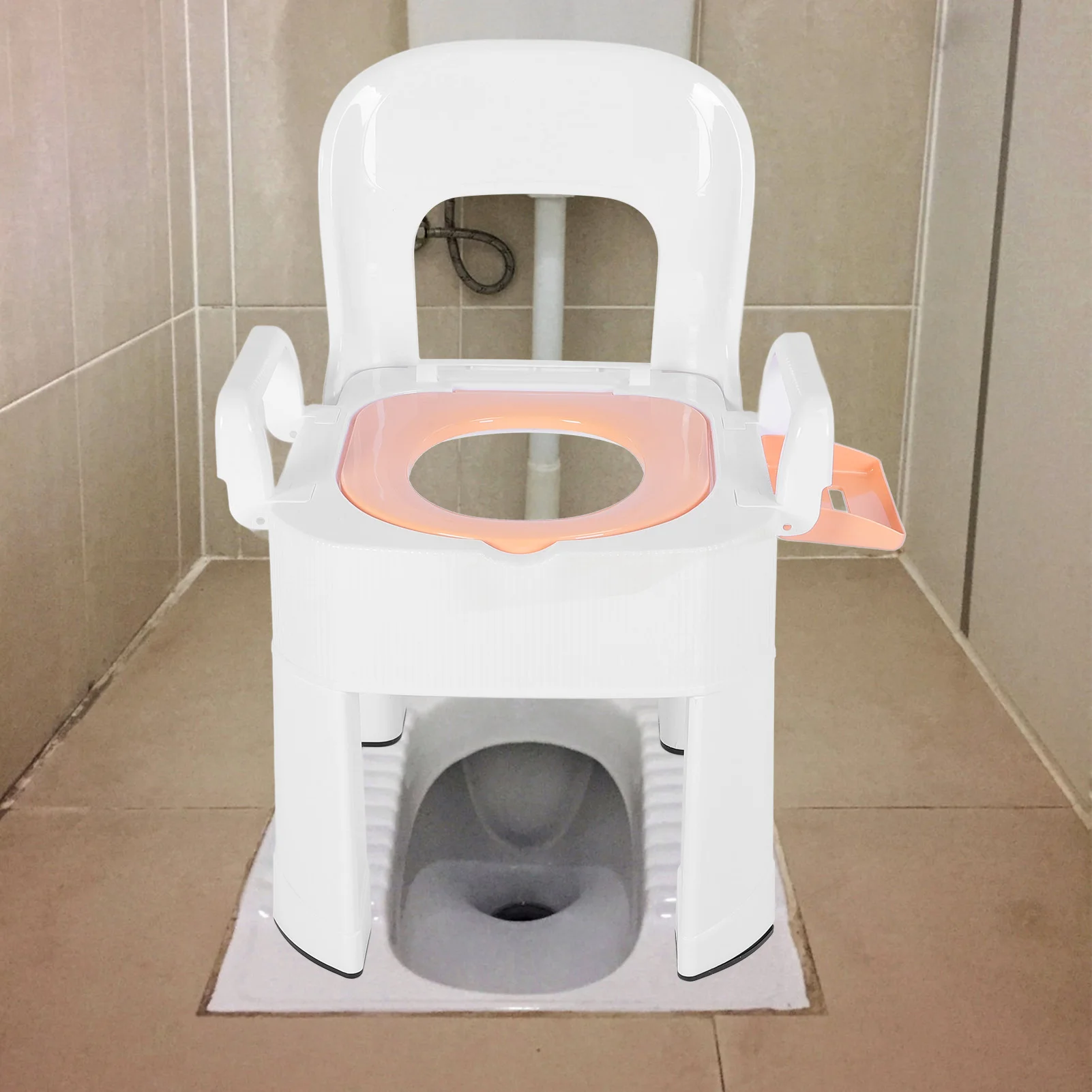 Commode Chair Commode Shower Chair Detachable Folding Non Slip Strong Load Bearing Toilet Safety Chair for Bathroom Squat Toilet 6