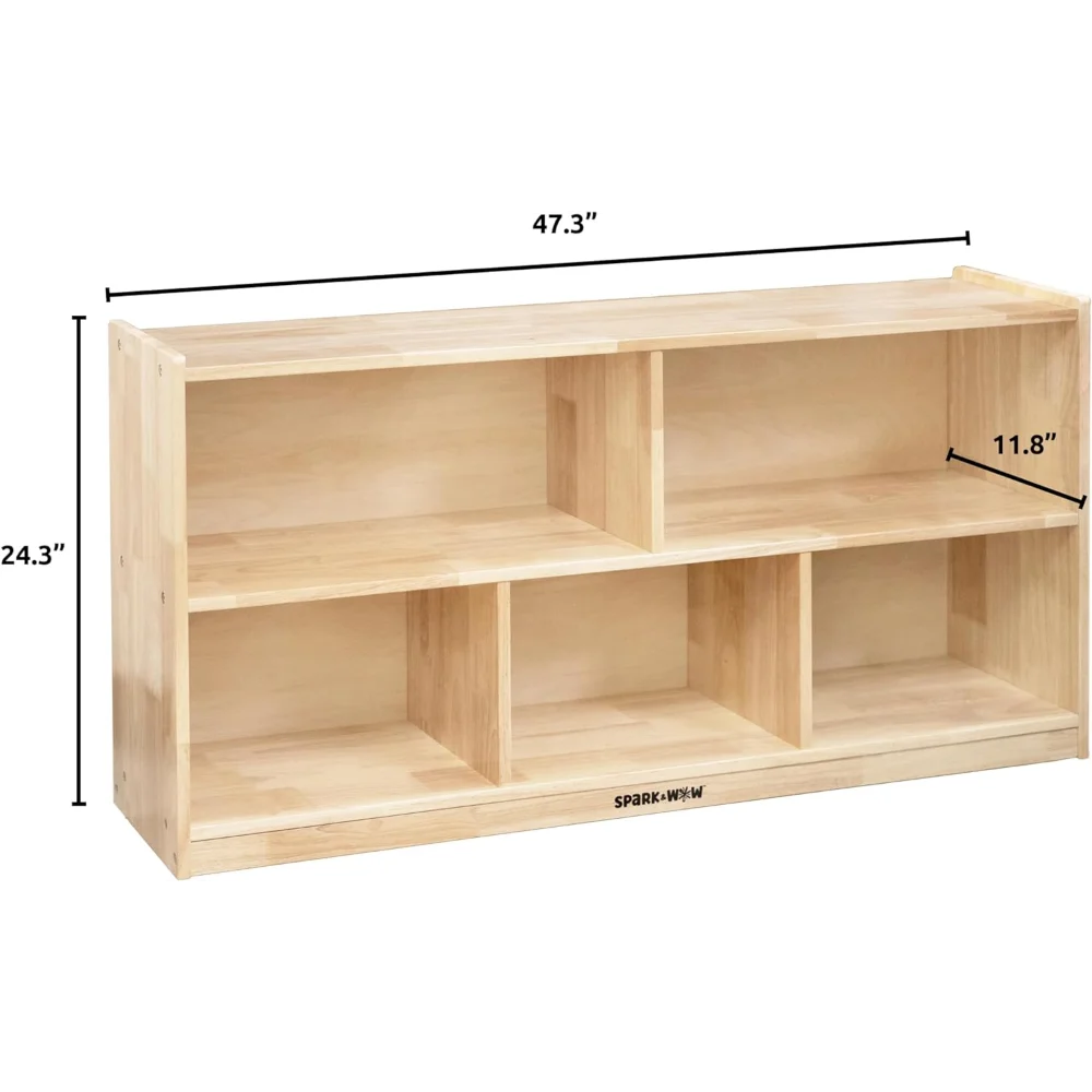 SPARK & WOW 5-compartment solid wood storage cabinet toy shelf organizer for kids shelves for classroom