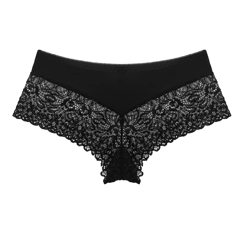 Women' Lace Panties Romantic Lace Transparent Underwear Seamless Plain Stain Silk Ladies Underpants Low Waist Panties Woman