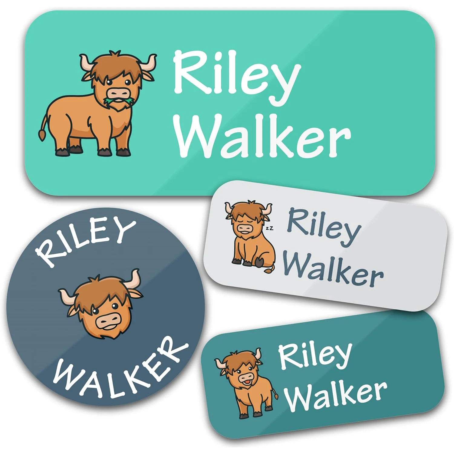 תוויות שמות אישיות 140 יחידות 2 דפים מדבקות אישיות לבגדים, קופסאות ארוחה, בקבוקים, ציוד לבית הספר לילדים, מחנה, טיפוח יום