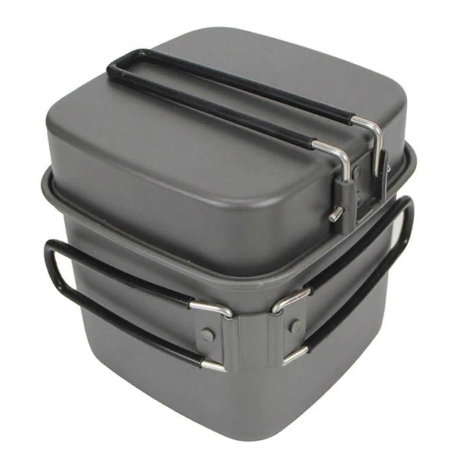 Camping Cookware Mess Kit Non Stick Hiking BBQ Backpacking Lightweight with Folding Handles Camp Practical Outdoor Cooking Gear