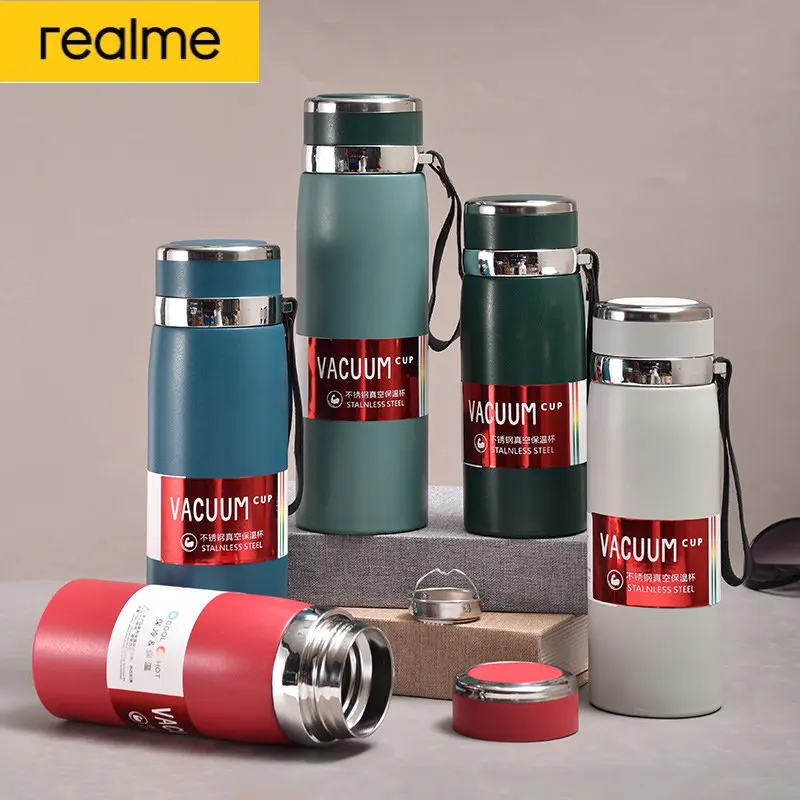 

Термобутылка для воды realme из нержавеющей стали 304, термобутылка с веревкой, вакуумный термос для путешествий, спорта на открытом воздухе