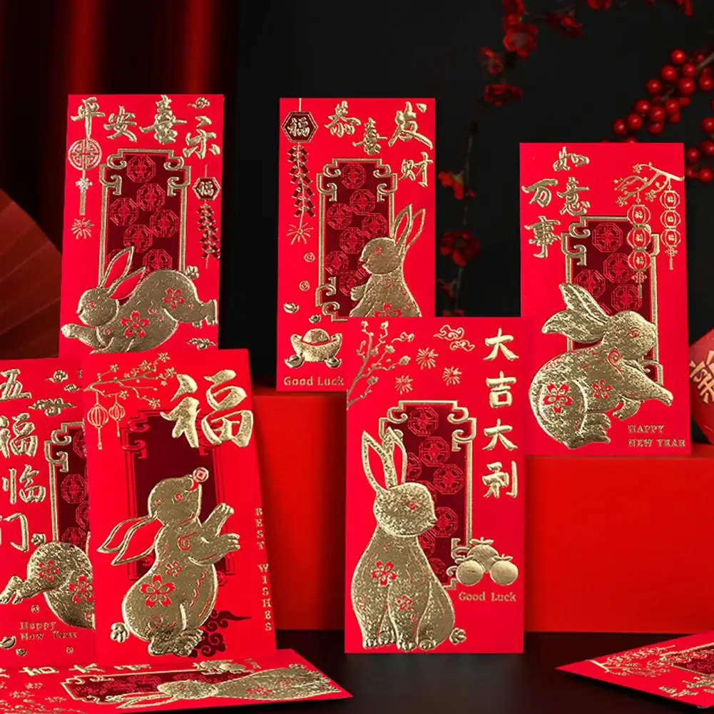 6X Chinese Traditional Hong Bao Lucky Money Red Envelopes Blessing