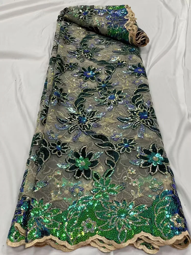 African Velvet Lace Fabric 2023 High Quality Sequins Embroidery