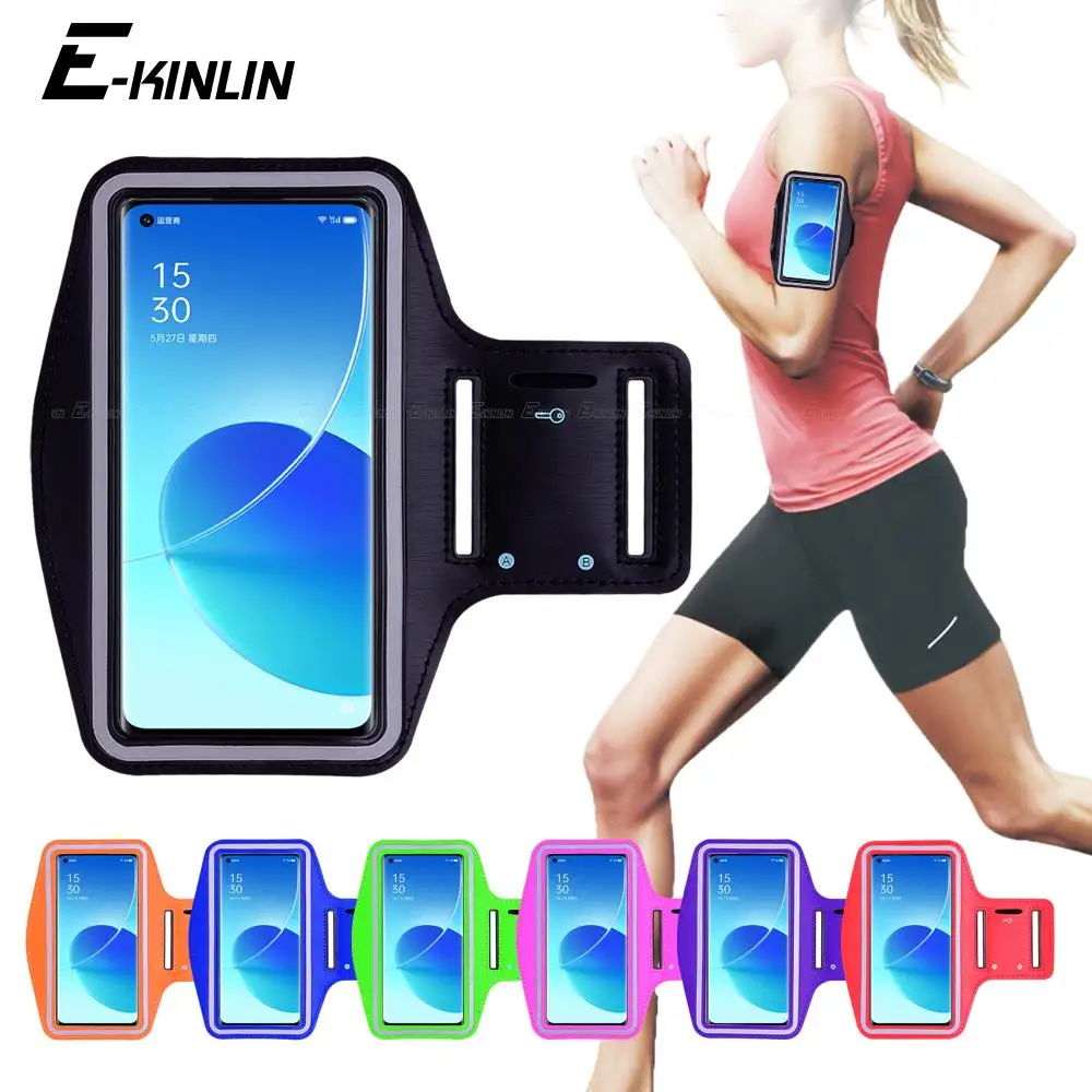 Running Jogging Gym Sports Holder Bag Pouch Cover Arm Band Phone Case Per Oppo Reno6 Reno5 K A Z F Pro Plus Lite 5G