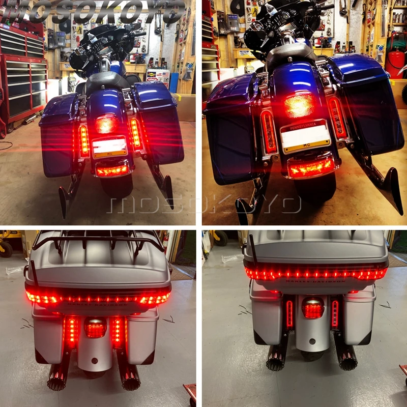 LED Filler Panel Lights For Harley Touring Models - Chrome Rear Fender Turn Signal & Brake Lights