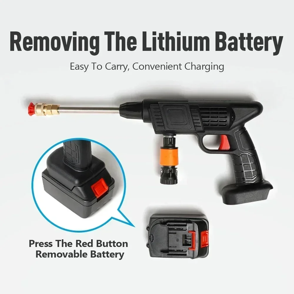 High Pressure Washer Portable 30Bar Water Gun Household Lithium Battery Wireless Garden Spray Car Cleaner Pump