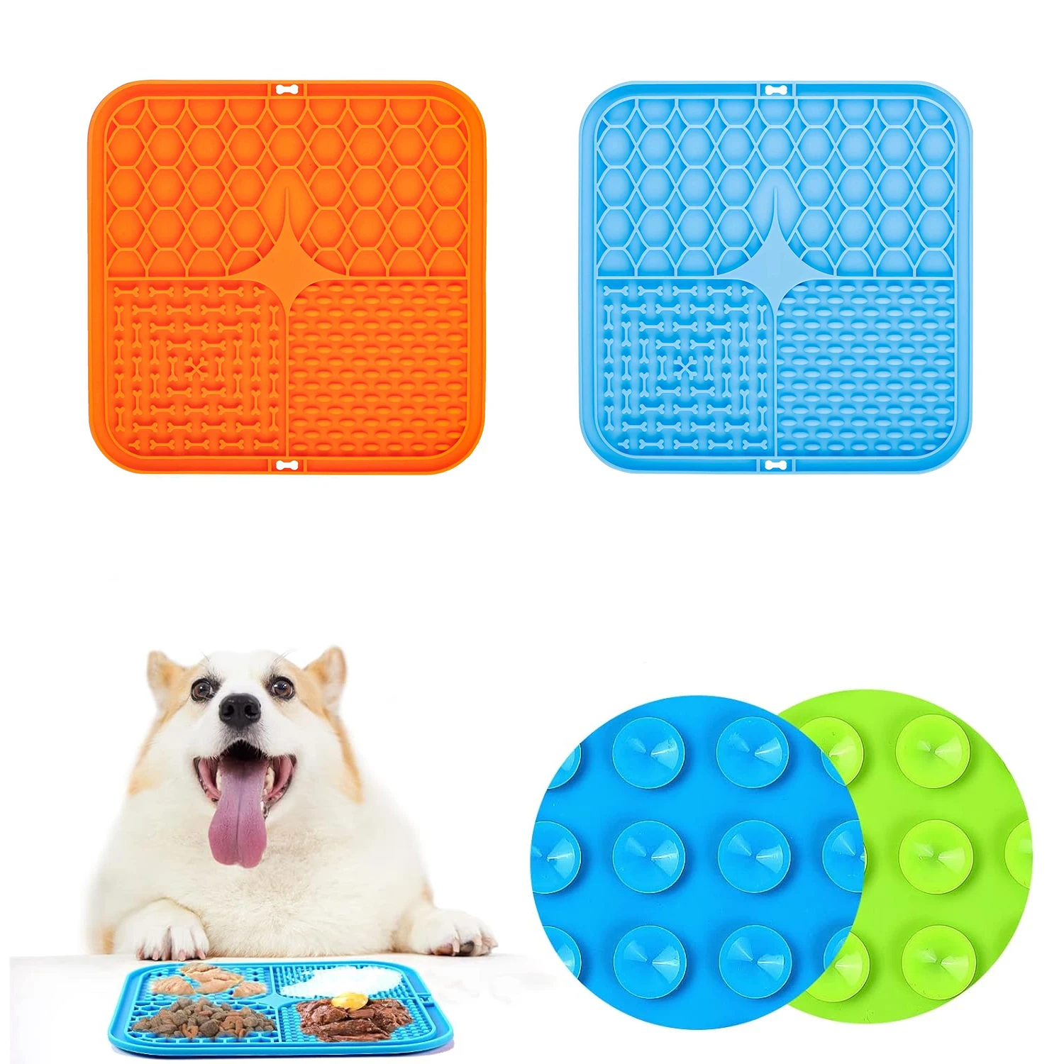 1pc Dog Lick Mat For Dogs Made with Food Grade Silicone For Fun& Anxiety Relieve low Food Mat Silicone Slow Pet Dog pet feeding mat