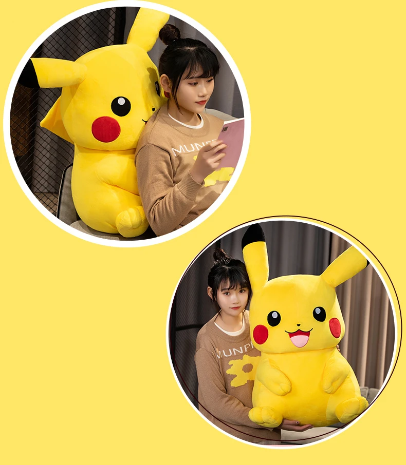 Soft Cuddly Pikachu Plush Toy Lovely Big Size Pikachu Doll Stuffed Cartoon Anime Hug Plushies Birthday Gifts For Fans