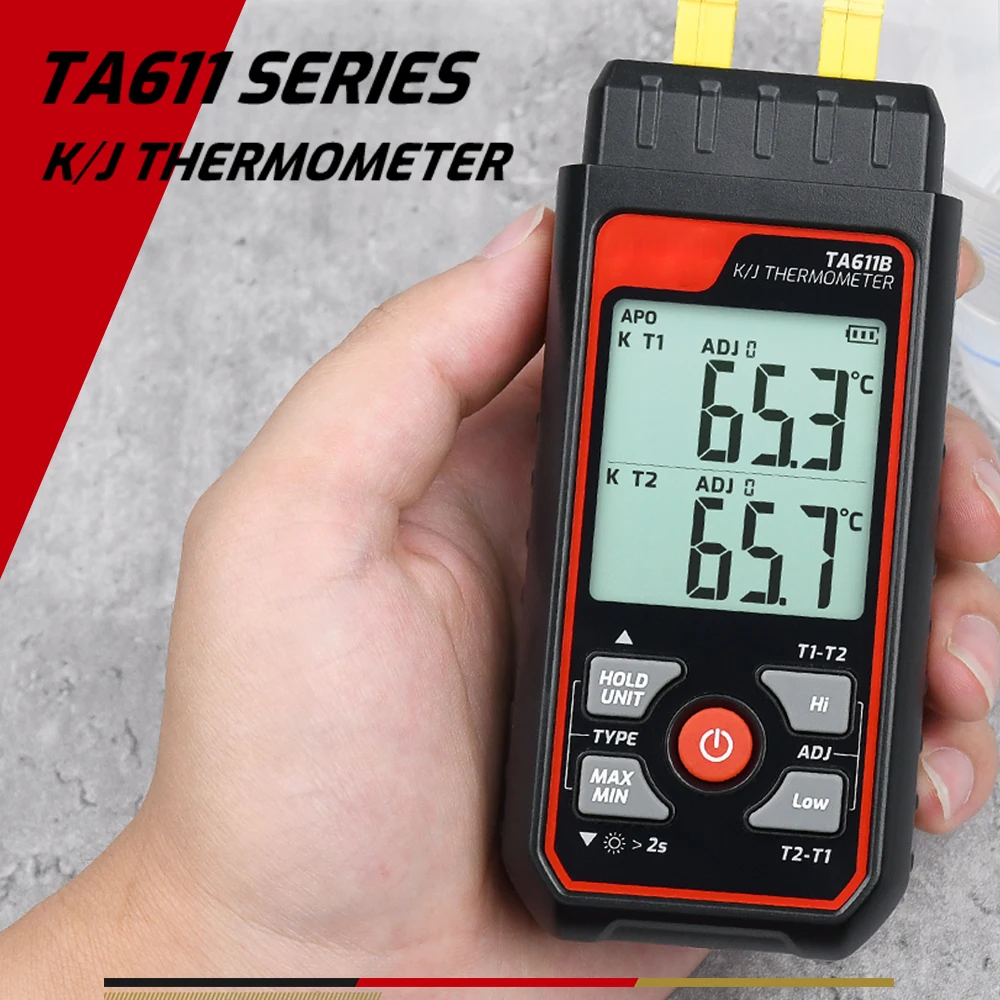 

TA611A/B Digital Thermocouple Thermometer Mini K/J Thermometer Contact Temperature Tester LCD Screen Display C/ F Measuring