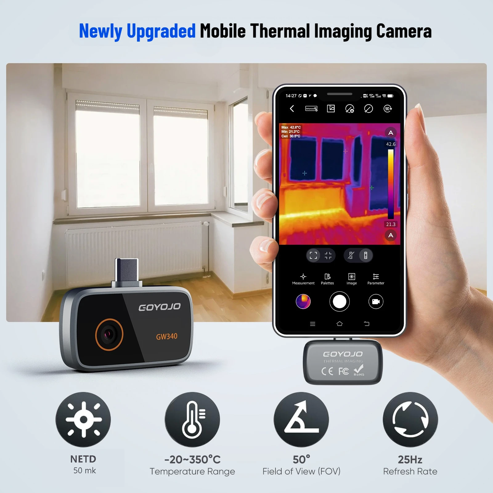 Thermal Camera for IOS & Android, 256x192 IR Resolution, Thermal Imager Camera,