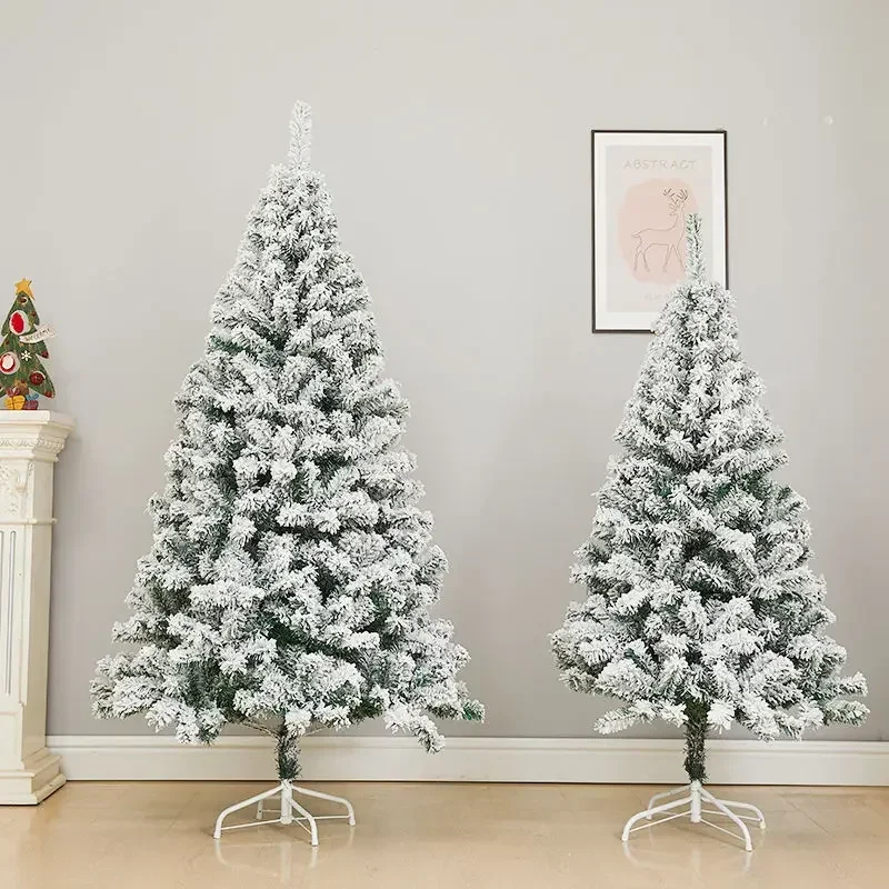 60CM-240CM White Cedar Flocking Snowy Christmas Tree Home Decor Christmas Ornaments Outdoor Indoor Fake Xmas Tree New Year 2024