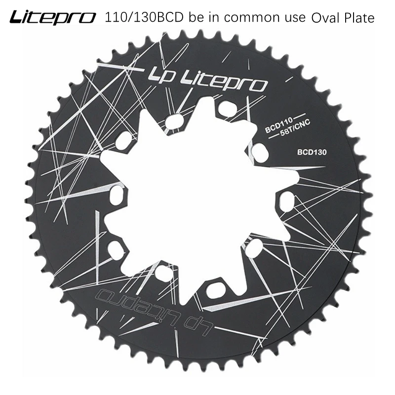 Litepro BMX Bicycle Oval Dual BCD110 BCD130MM Narrow Folding Bike 52T 54T 56T 58T 60T aluminum alloy Chainring Crankset | Спорт и