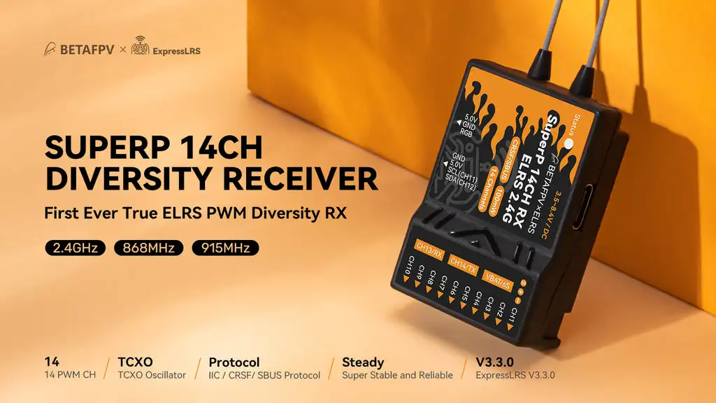 BETAFPV SuperD ELRS 2,4G Diversity Empfänger RX 2T Antennen TCXO IN + SuperG Nano ELRS Sender Für RC FPV Freestyle r2.Drone – Detail 2