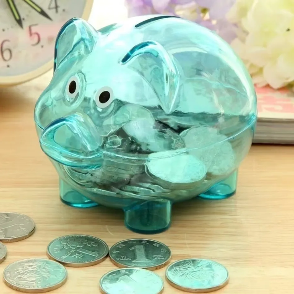 Clear Transparent Pig Plastic Piggy Money Bank Small Piggy Bank Money Boxes Storage Toys Home Decor Money Saving Box