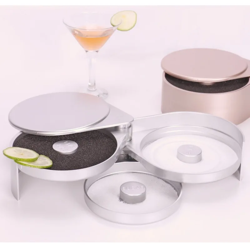 Salt Dipper Three-layer Plastic Salt Rim Box Sugar Rim Box Juice Cocktail Seasoning Bartending Tools Sugar Rimmed