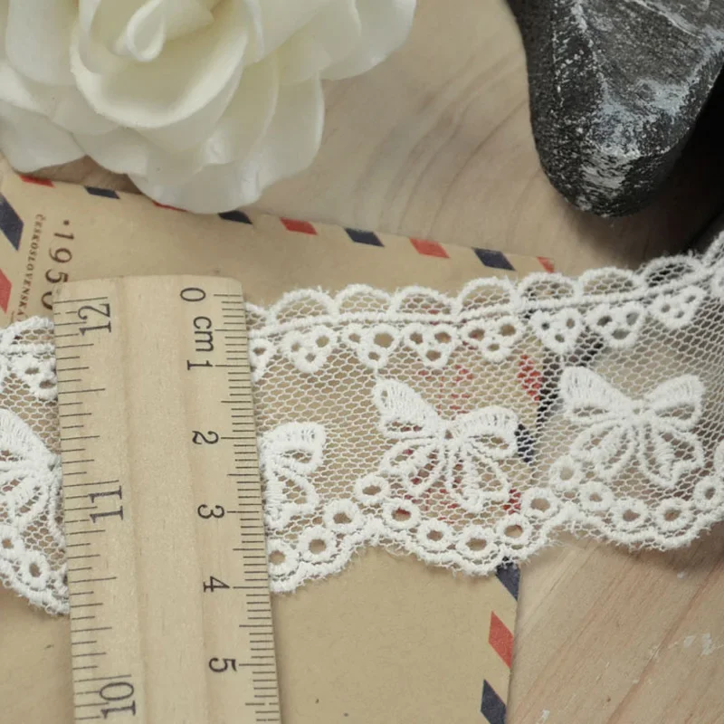 Cotton Embroidered Sewing Ribbon Guipure Lace Trim Fabric DIY Garment Accessories 3.5cm Width 5Yards