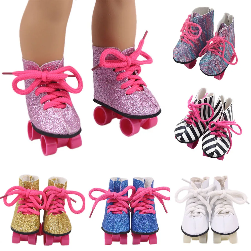 Doll Roller Skates for 18 inch American Doll Boots for 43cm Dolls Fashion Gifts for Girl Doll Accessories