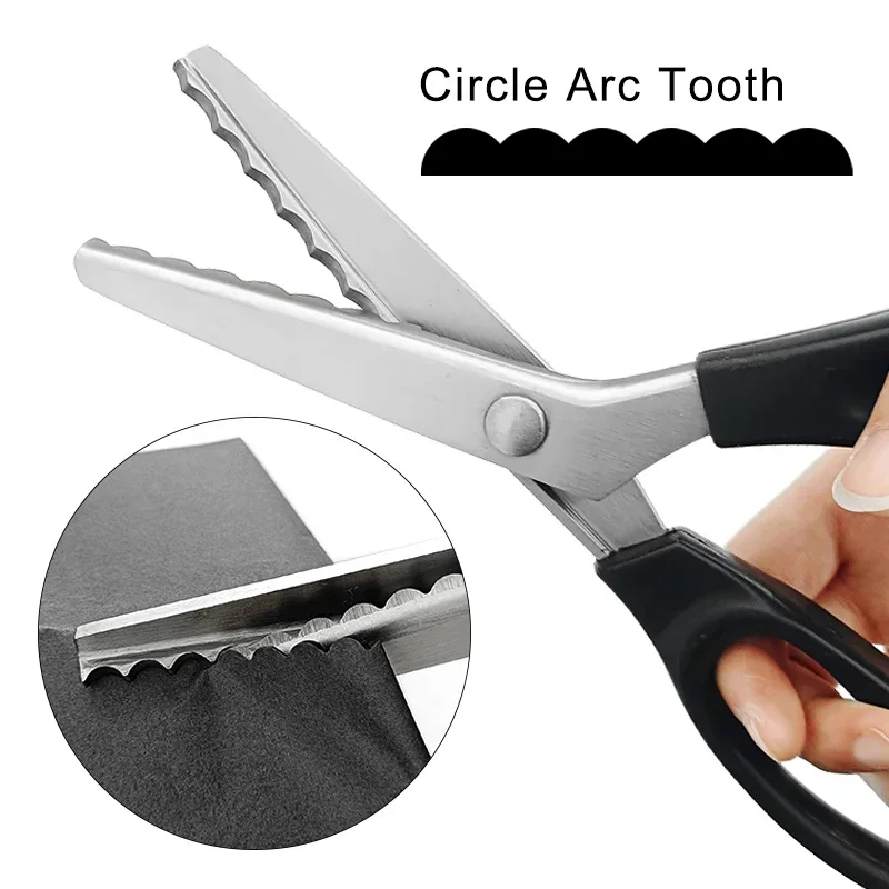 Sewing Scissors 23.5cm Pinking Shears Handled Professional Stainless Steel Dressmaking Sewing Craft Scissors Zig Zag Fabric Decorative Edge Tool