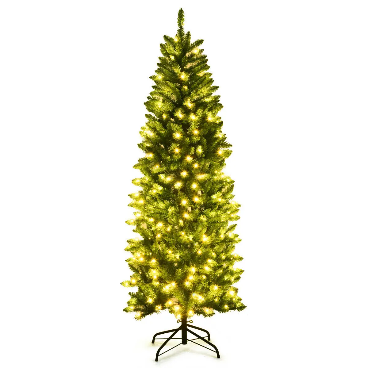 

Costway 6.5ft/7.5ft Snow Flocked Hinged Artificial Christmas Tree w/ Metal Stand Green