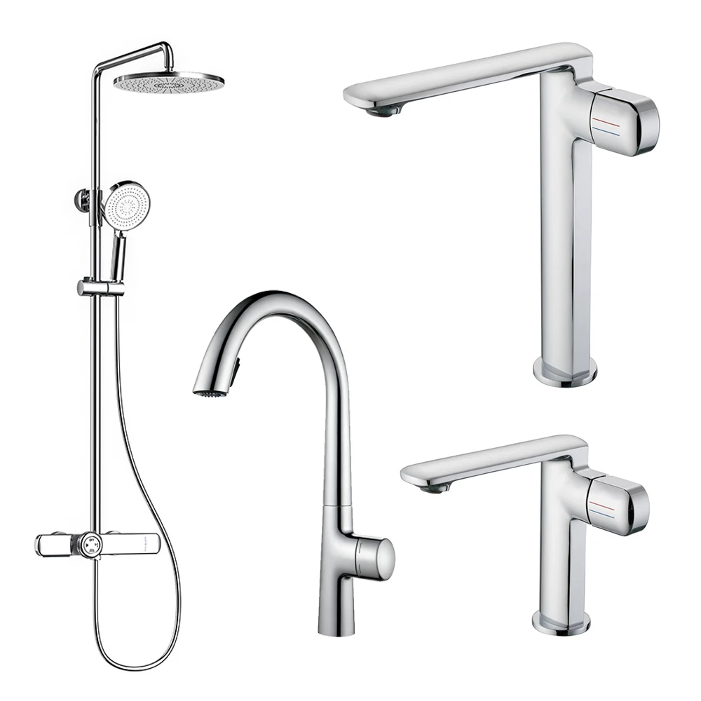 ชุดฝักบัวอาบน้ำทองเหลืองคุณภาพสูง พร้อมก๊อกผสมแบบเทอร์โมสตัท สำหรับห้องน้ำและห้องครัว ระบบฝักบัวแบบเรนชาวเวอร์สำหรับอ่างอาบน้ำ 1