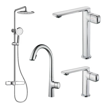 ชุดฝักบัวอาบน้ำทองเหลืองคุณภาพสูง พร้อมก๊อกผสมแบบเทอร์โมสตัท สำหรับห้องน้ำและห้องครัว ระบบฝักบัวแบบเรนชาวเวอร์สำหรับอ่างอาบน้ำ 1