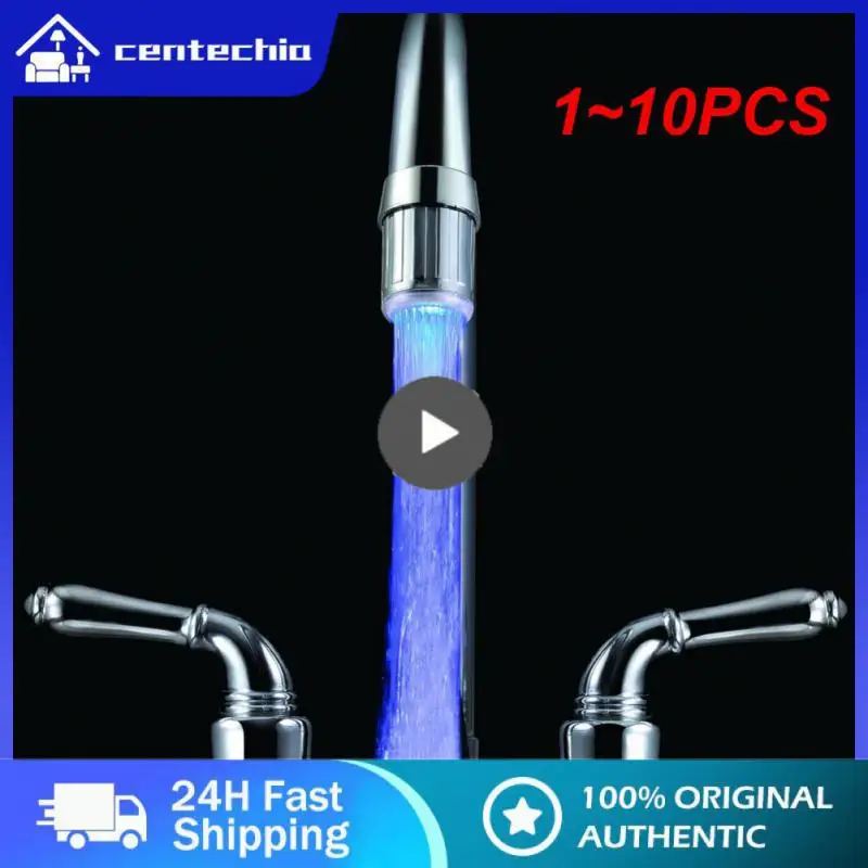 

1~10PCS Luminous Light-up LED Water Faucet Shower Tap Basin Water Nozzle Bathroom Kitchen Heater Faucets thermostat Blue 3Color