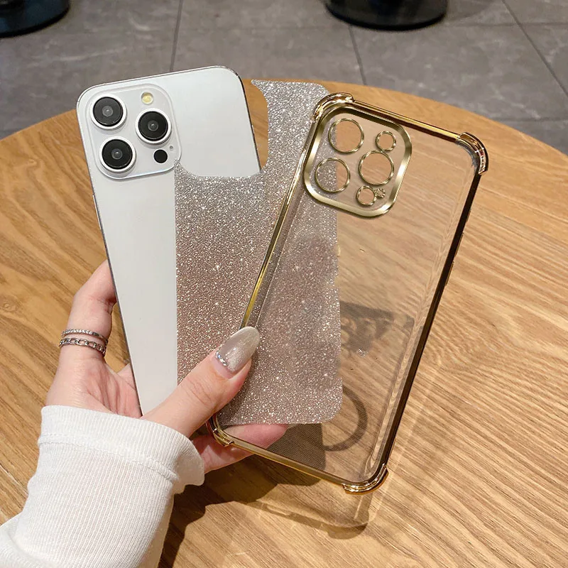 Luxury Plating Clear Shockproof Glitter Phone Case - Soft Protective Cover