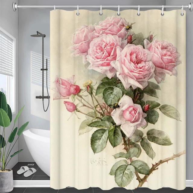 Upgrade your bathroom decor with the Colorful Tulip Rose Flowers Trees Shower Curtain