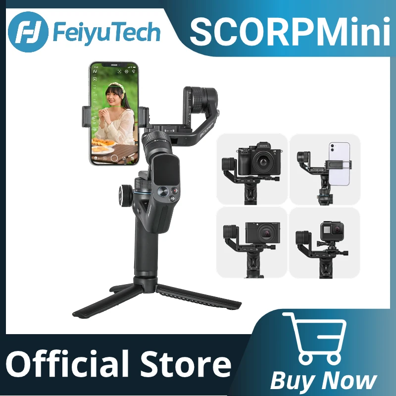 

FeiyuTech Official SCORP Mini 3-Axis Handheld All-in-One Gimbal Stabilizer for GoPro Smartphone Mirrorless Camera G6 Max Upgrade