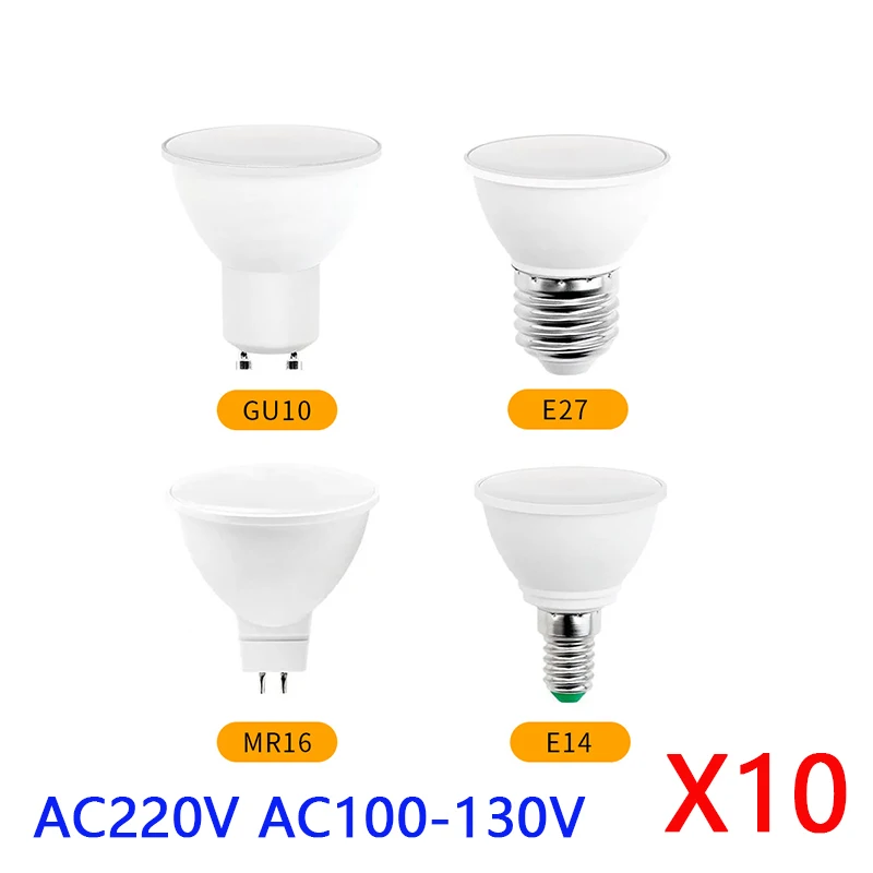 

10pcs LED Spot Light 220V 110V GU10 MR16 E27 E14 LED Bulb 12W 9W 6W 3WLED Lamp Spotlight Lampada GU5.3 Corn Light Bulb Ampoule