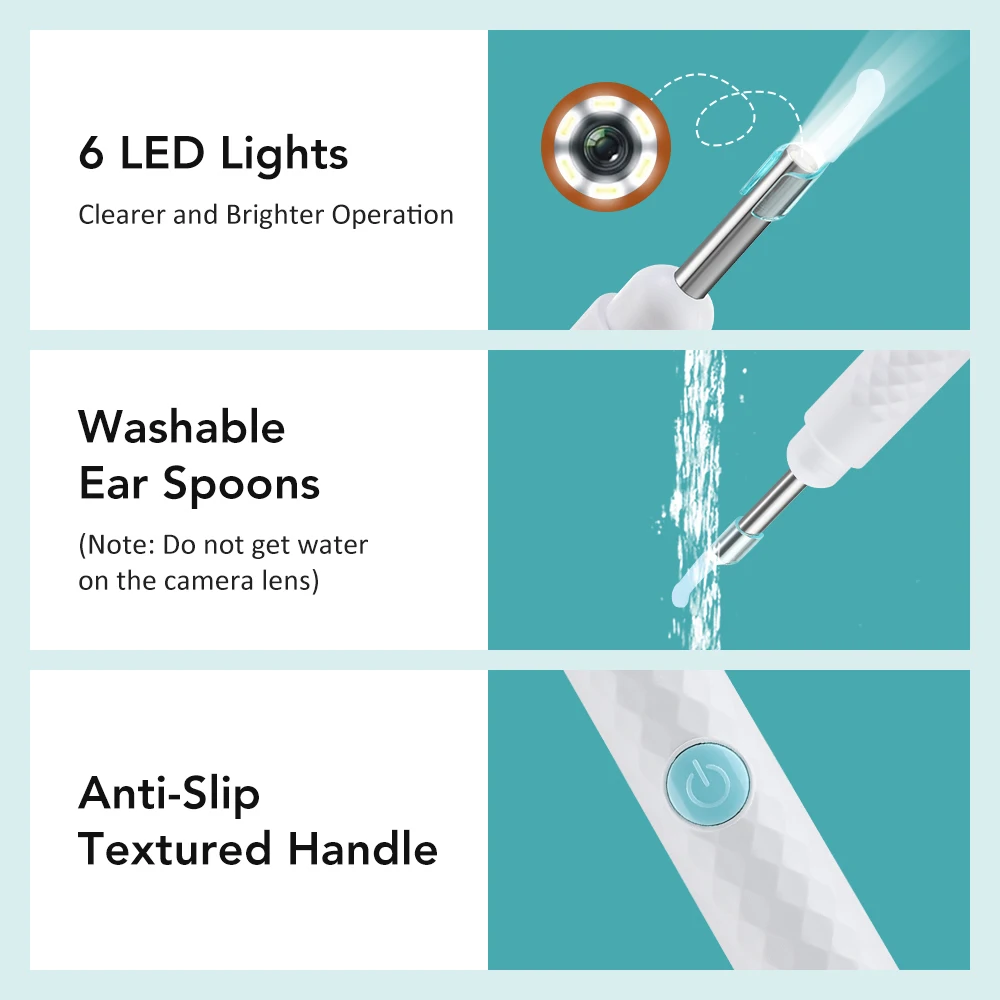 Visual Ear Wax Cleaner With Camera HD Endoscope Ear Pick Earwax Removal Cleaning Tool 2 In 1 Ear Spoons And Earwax Tweezers