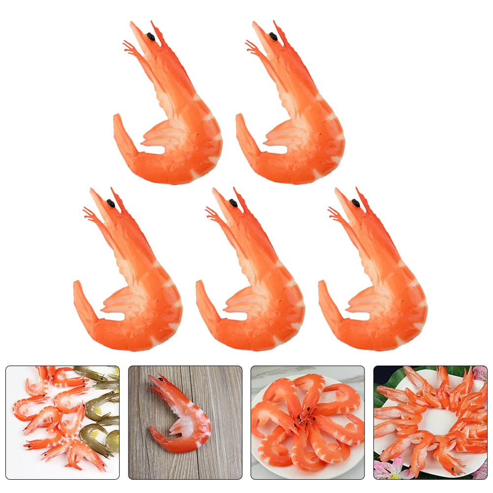 

5 Pcs Shrimp Food Toy Ornament Artificial Restaurant Decor Fake Prop Child Faux Meat Model Sea