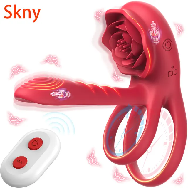 Rose Penis Cock Ring Vibrator Leistungsstarke Penis Ring Verzögerung Ejakulation Weibliche G-punkt Klitoris Massager Erwachsene Sexy Spielzeug für paar