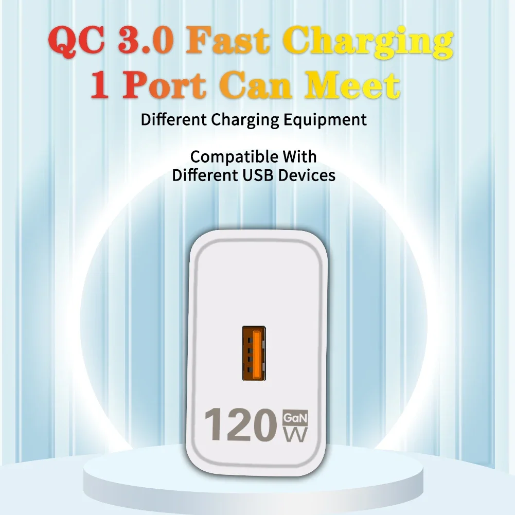 120W GaN USB Charger Quick Charge Fast Charging Wall Charger For iPhone 16 15 Pro Max Xiaomi Samsung Phone Adapter EU/US Plug