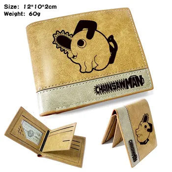 Portafoglio corto bifold periferico anime Chainsaw con pelle goffrata per portafoglio da uomo e da donna, portafoglio, porta biglietti e moneta