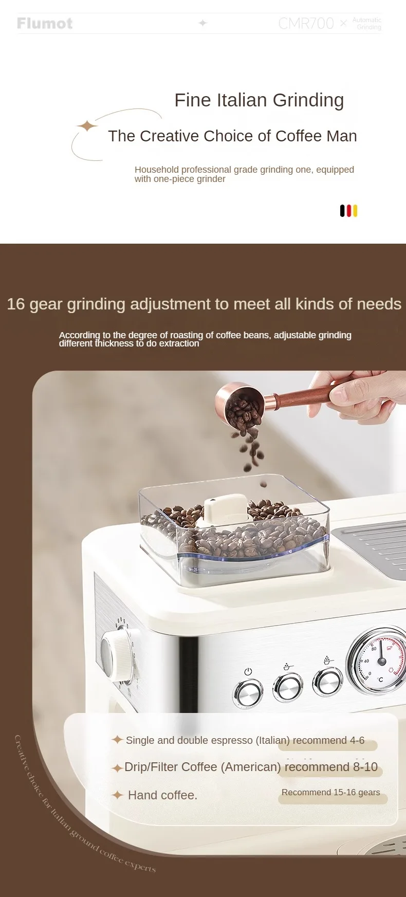 Description Picture 6 of itemItalian Coffee Machine 220V Household Small Commercial Full & Semi Automatic Applicable Nestle Capsule with Grinding Integrated